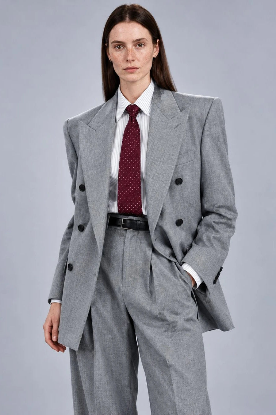 Shop Women's Medium Grey Double Breasted Suit -  Suit Heritage