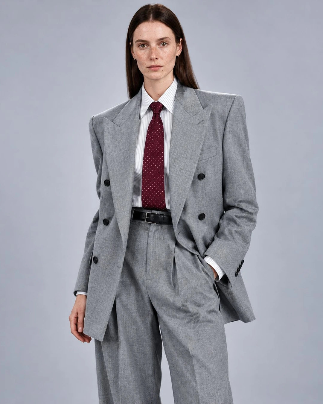 Shop Women's Medium Grey Double Breasted Suit -  Suit Heritage