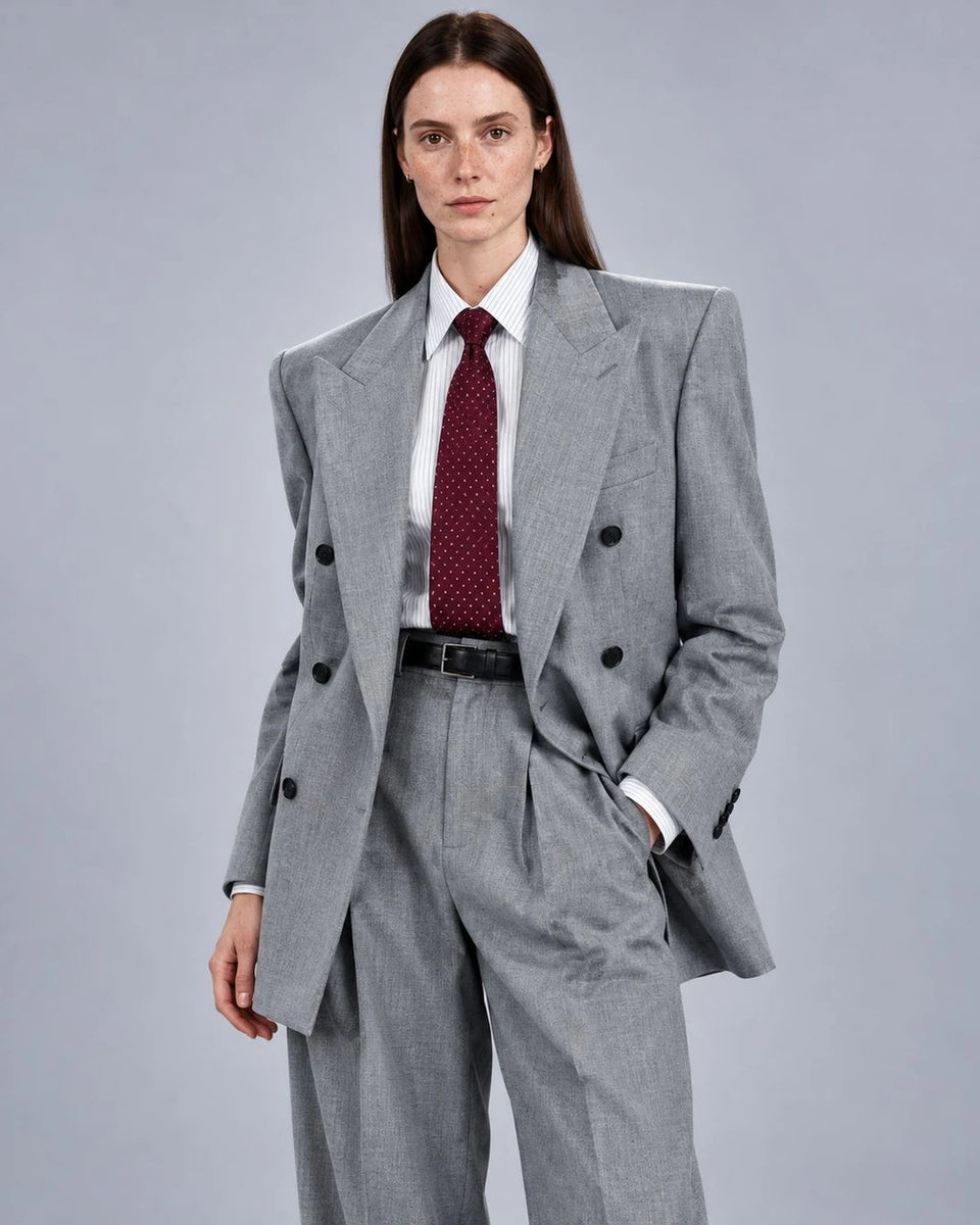 Shop Women's Medium Grey Double Breasted Suit -  Suit Heritage
