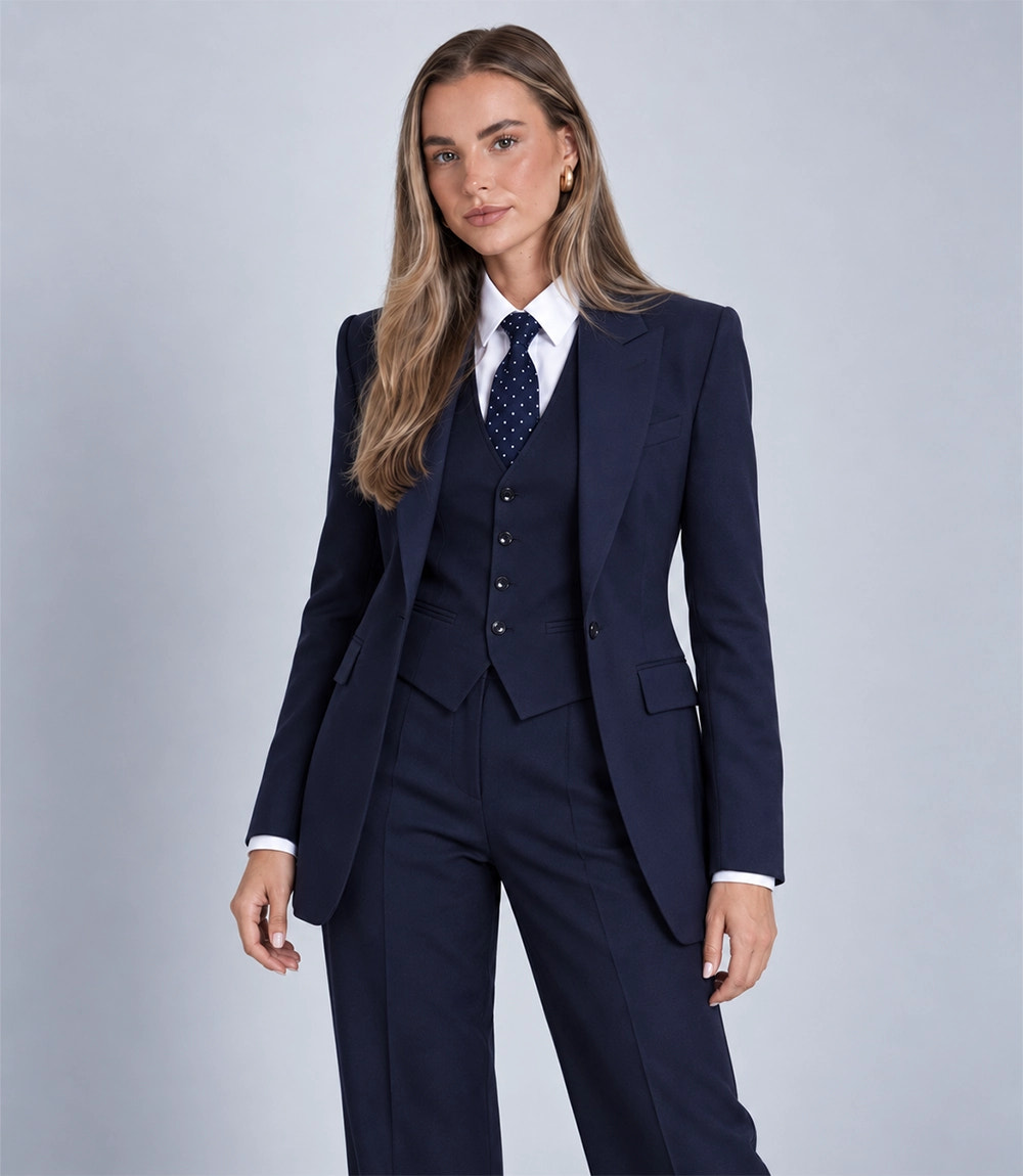 Shop Women's Navy Blue 3 Piece Suit - Suit Heritage