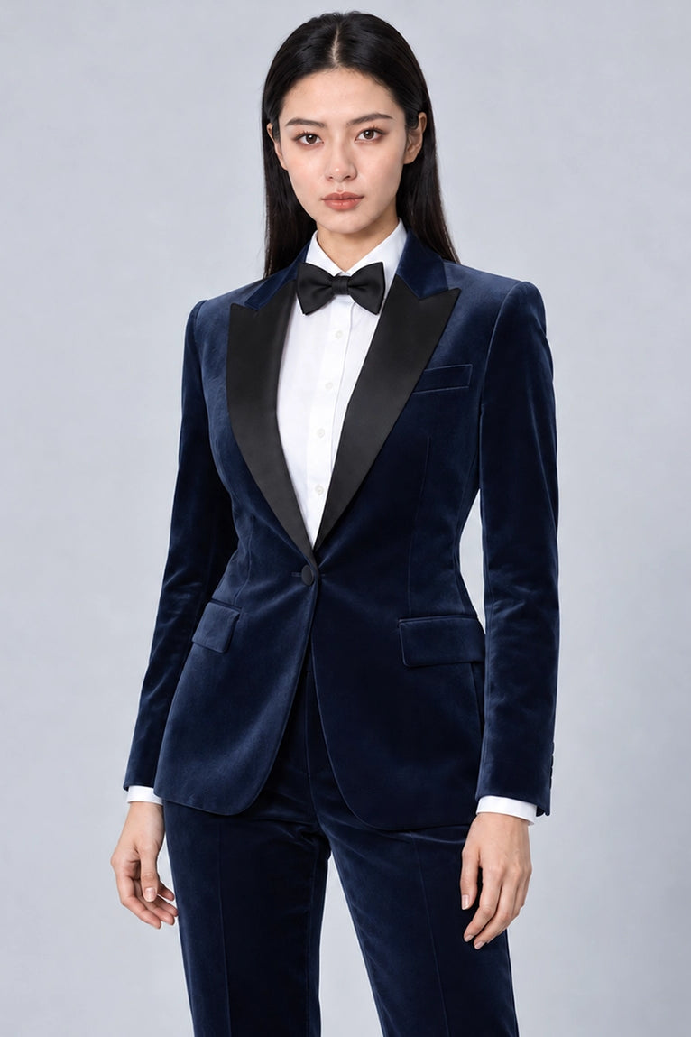 Shop Women's Navy Velvet Tuxedo -  Suit Heritage