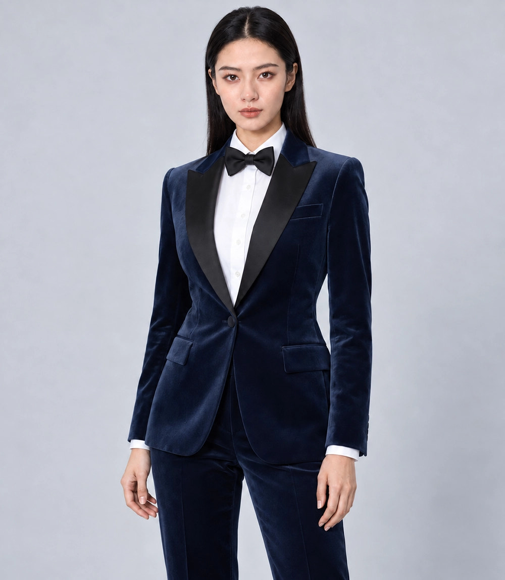 Shop Women's Navy Velvet Tuxedo -  Suit Heritage