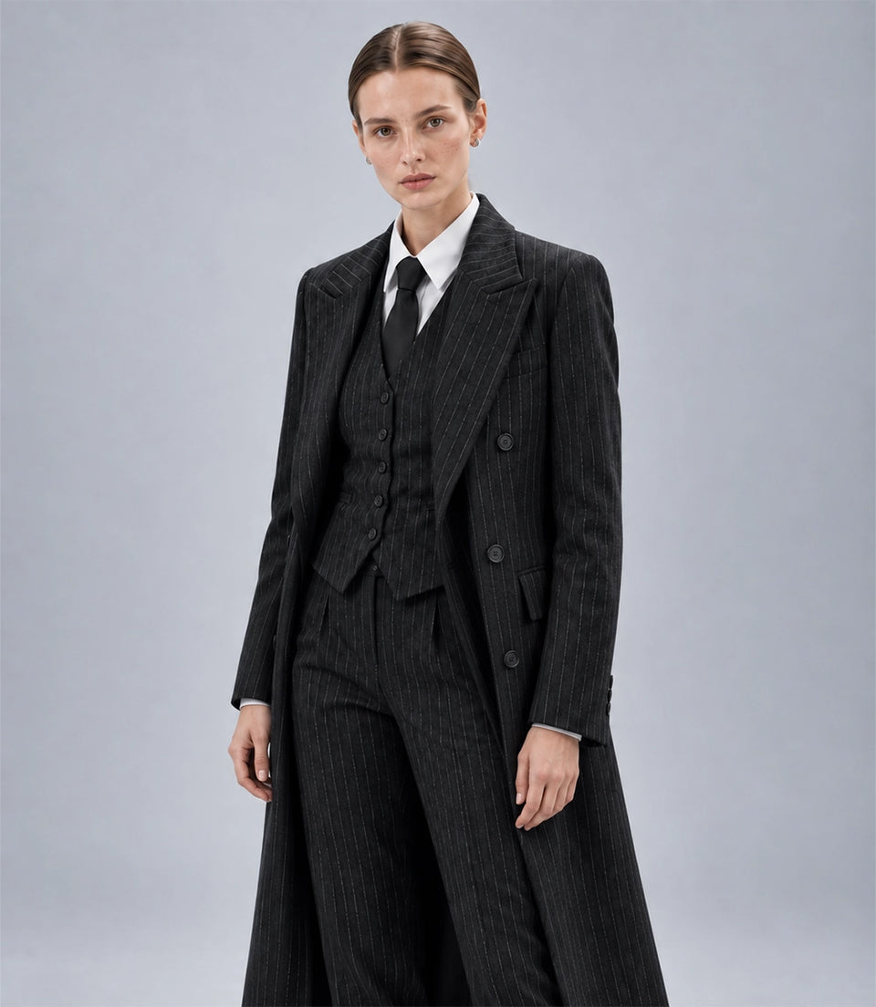 Shop Women's Peaky Blinder Black Overcoat - Suit Heritage