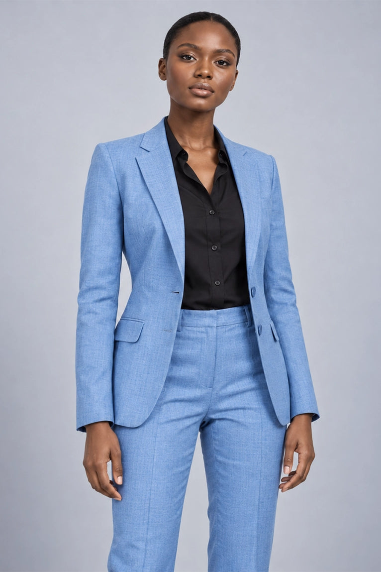 Shop Women's Sky Blue Linen 2 Piece Suit - Suit Heritage