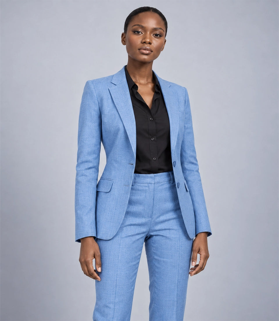 Shop Women's Sky Blue Linen 2 Piece Suit - Suit Heritage
