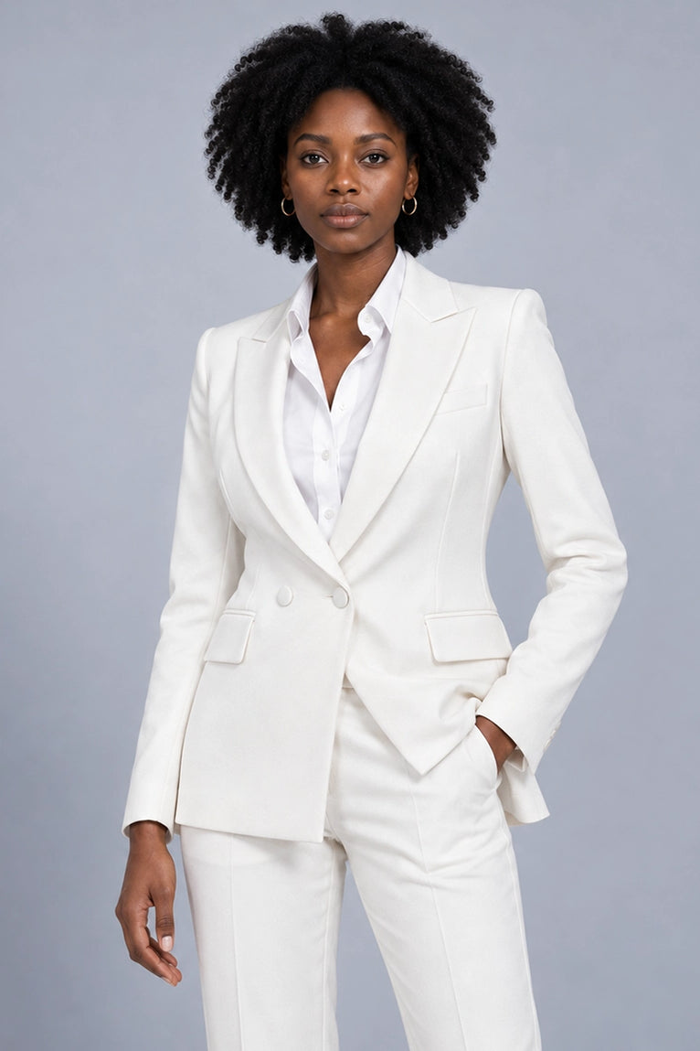 Shop Women's White Peak Lapel Tuxedo  -  Suit Heritage
