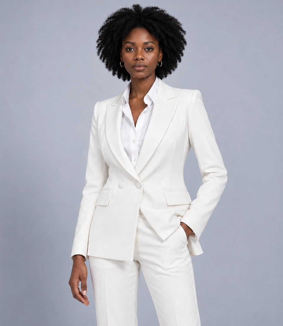 Shop Women's White Peak Lapel Tuxedo  -  Suit Heritage
