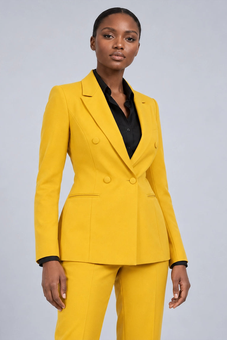Shop Women's Yellow Double Breasted Business 2 Piece Suit - Suit Heritage