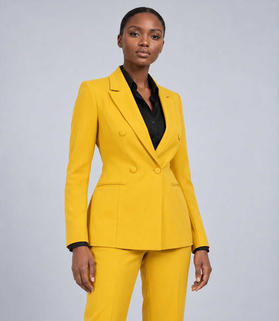 Shop Women's Yellow Double Breasted Business 2 Piece Suit - Suit Heritage
