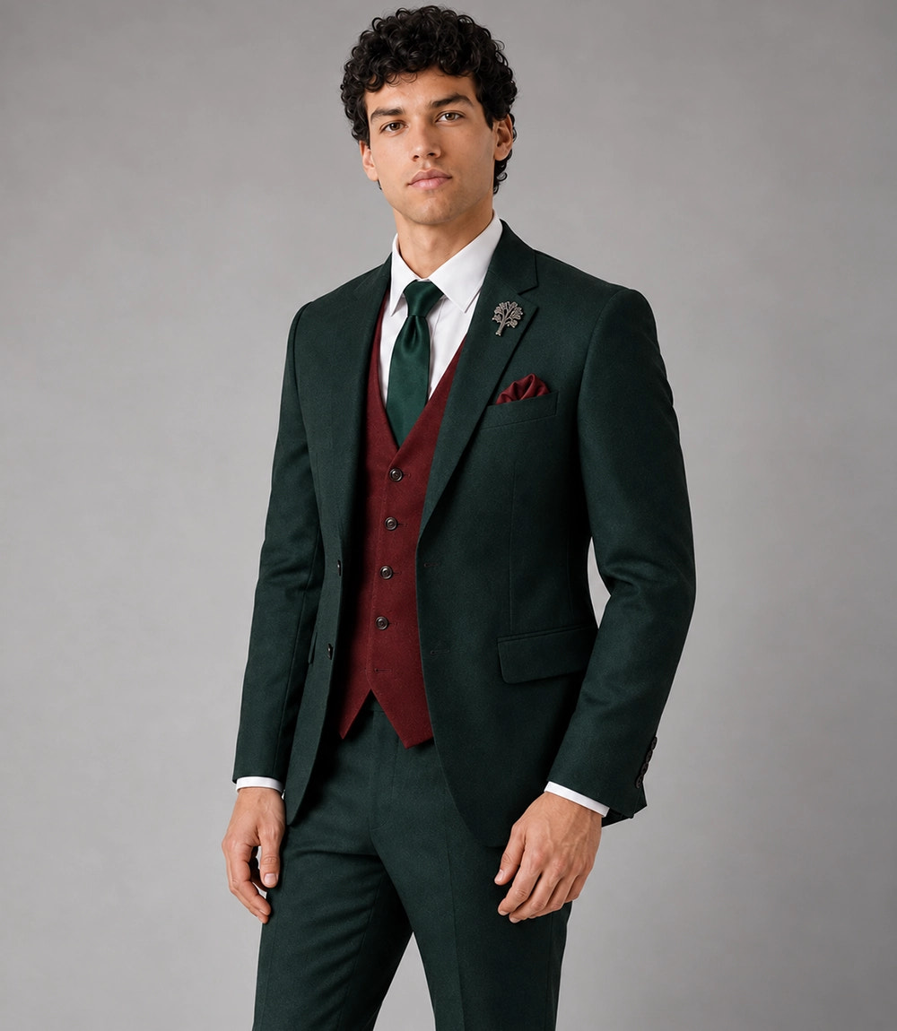 Shops Men's Tailored Green Formal Wedding 3 Piece Suit - Suit Heritage