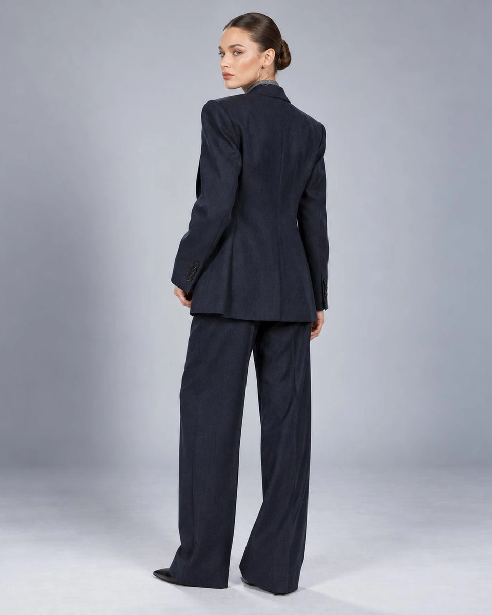 Vintage Women's Navy Oversized Pantsuit Back  -  Suit Heritage