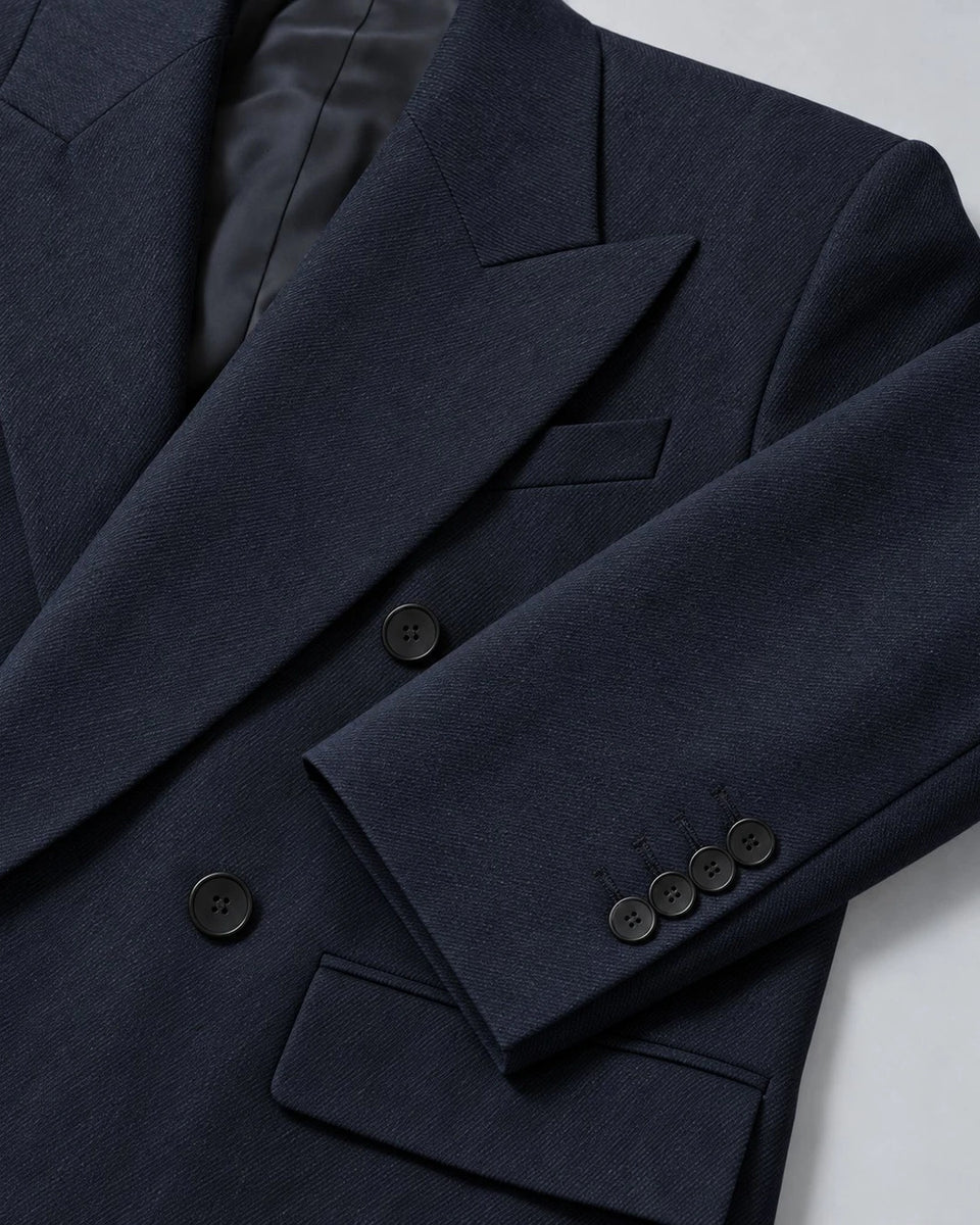 Vintage Women's Navy Oversized Pantsuit Fabric -  Suit Heritage