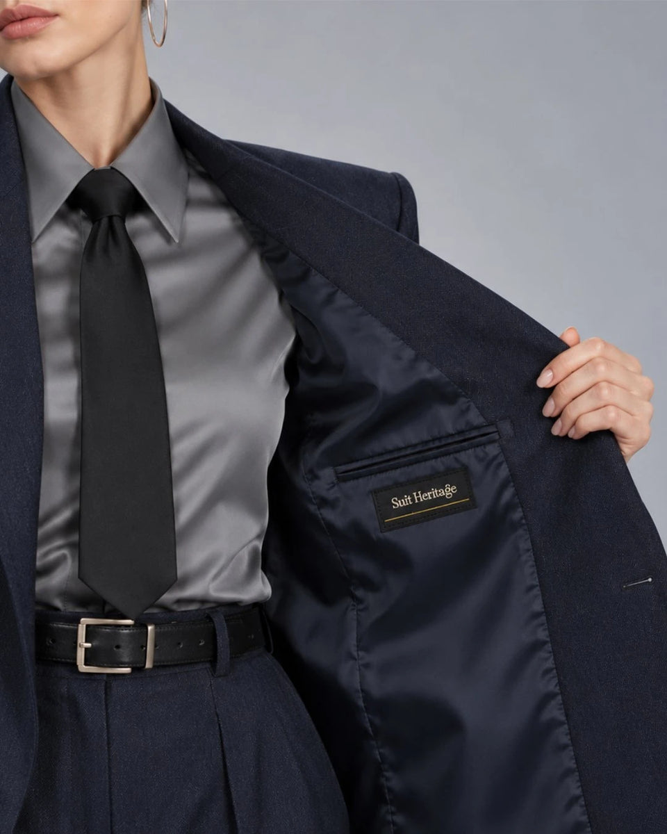 Vintage Women's Navy Oversized Pantsuit Inner -  Suit Heritage