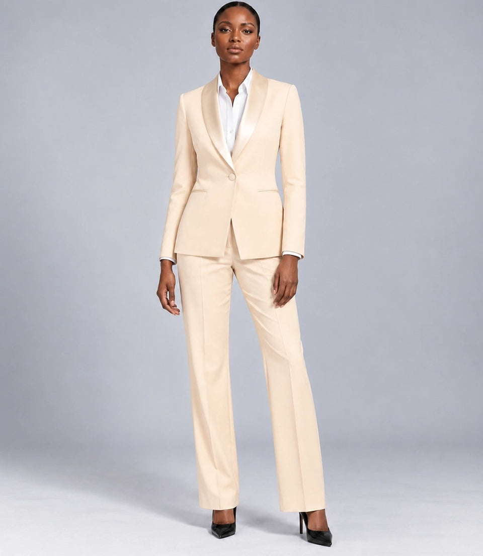 Women's Beige Formal Tuxedo - Suit Heritage