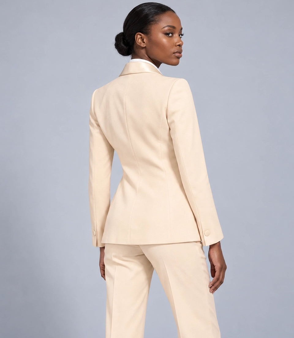Women's Beige Formal Tuxedo Back -  Suit Heritage