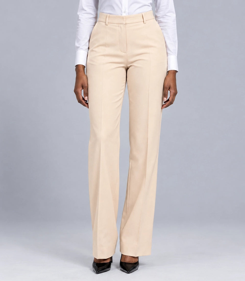 Women's Beige Formal Tuxedo Pant  -Suit Heritage