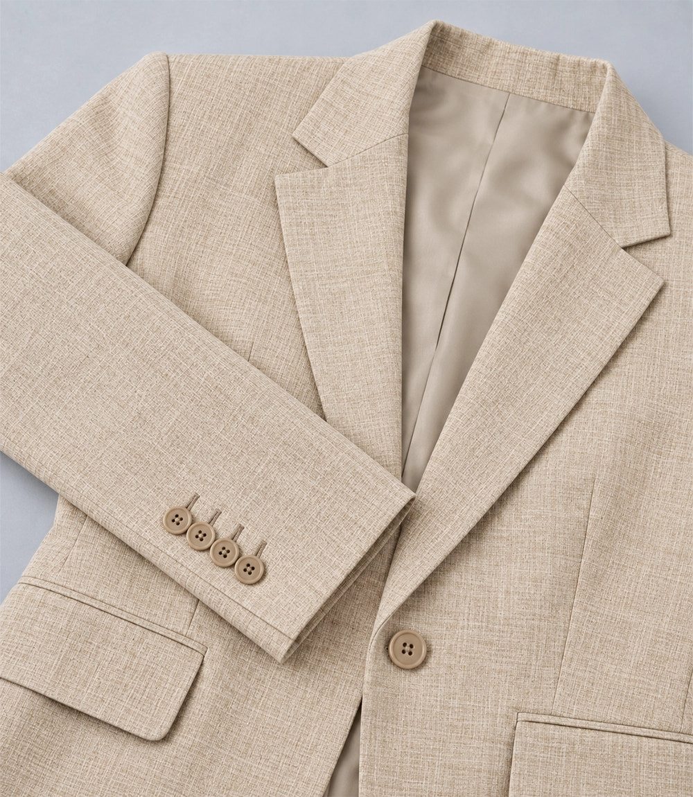 Women's Beige Linen 2 Piece Suit Blazer - Suit Heritage