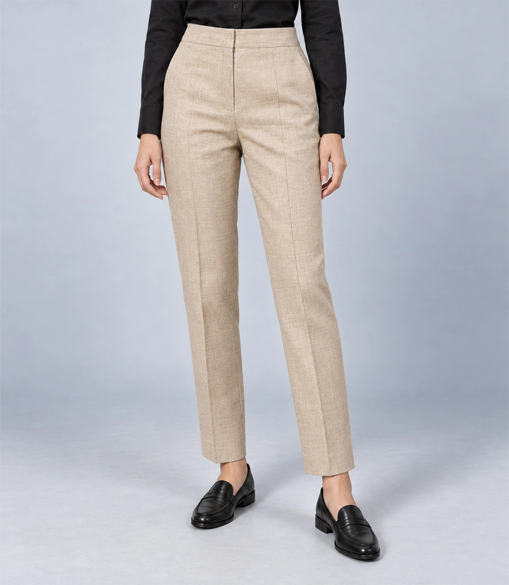 Women's Beige Linen 2 Piece Suit Pant - Suit Heritage