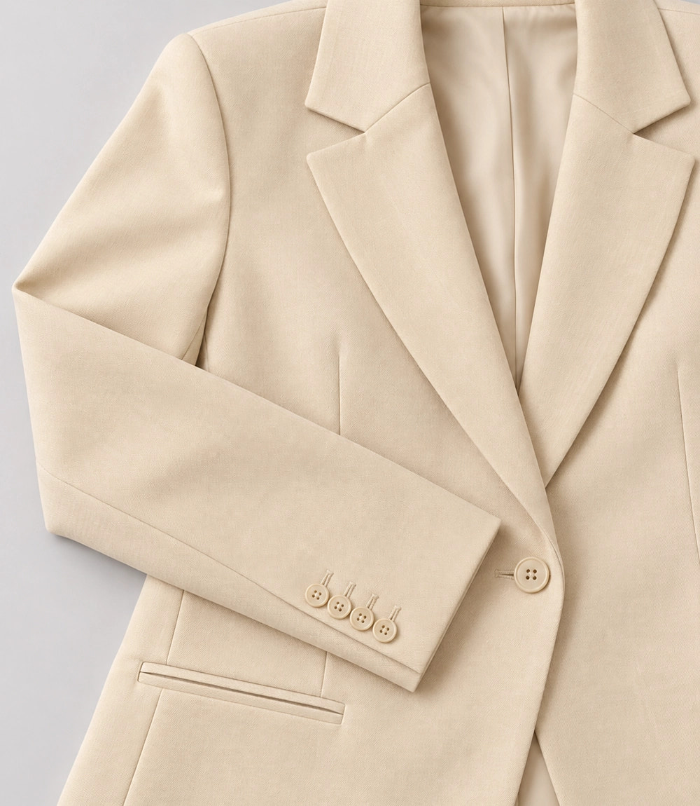 Women's Beige Solid 3 Piece Suit Fabric  -  Suit Heritage