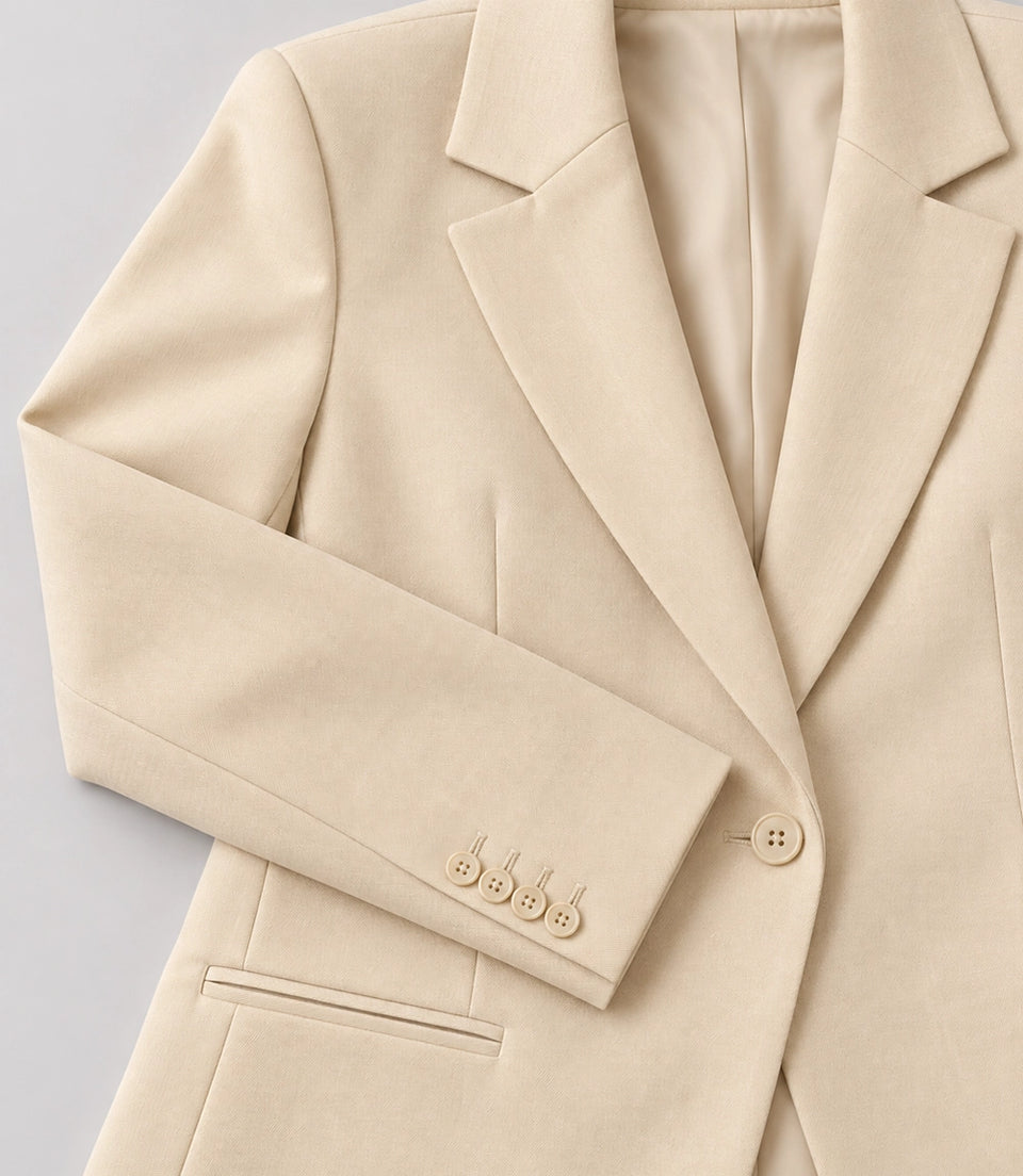 Women's Beige Solid 3 Piece Suit Fabric  -  Suit Heritage