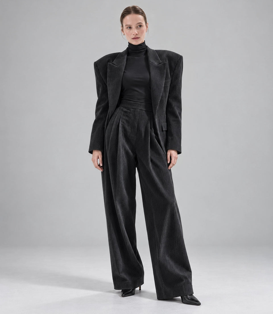 Women's Black Corduroy Baggy Suit -  Suit Heritage
