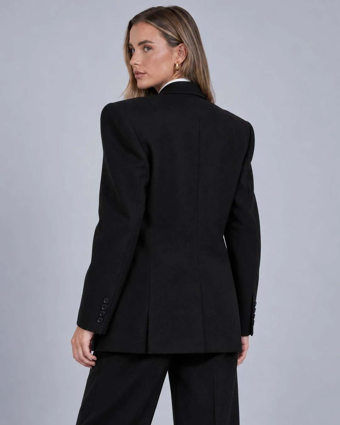 Women's Black Oversized Tailored Pantsuit Back  -  Suit Heritage