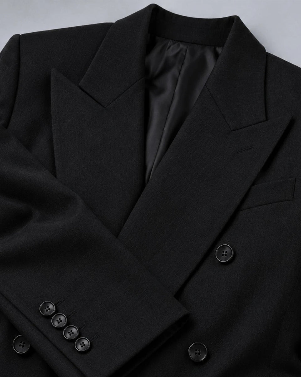 Women's Black Oversized Tailored Pantsuit Fabric -  Suit Heritage