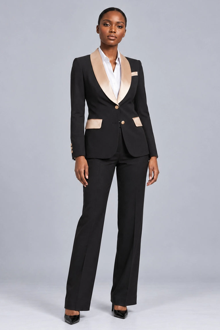 Women's Black Shawl Lapel Tuxedo -  Suit Heritage