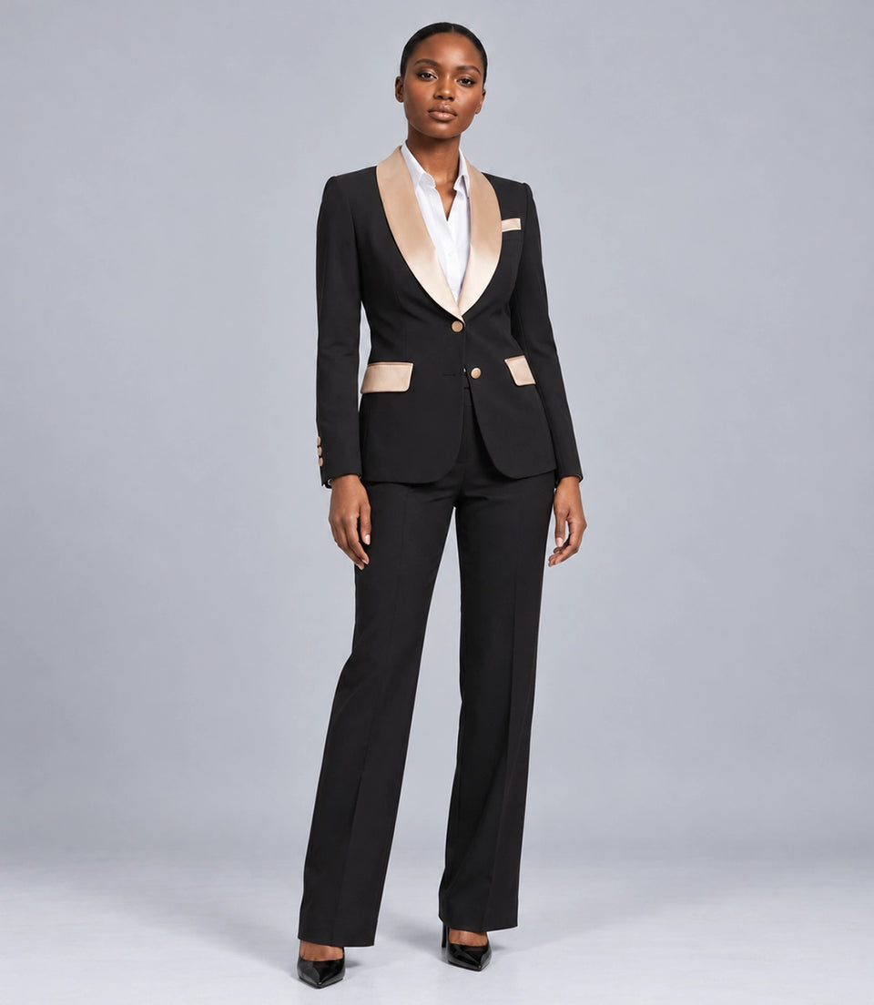 Women's Black Shawl Lapel Tuxedo -  Suit Heritage