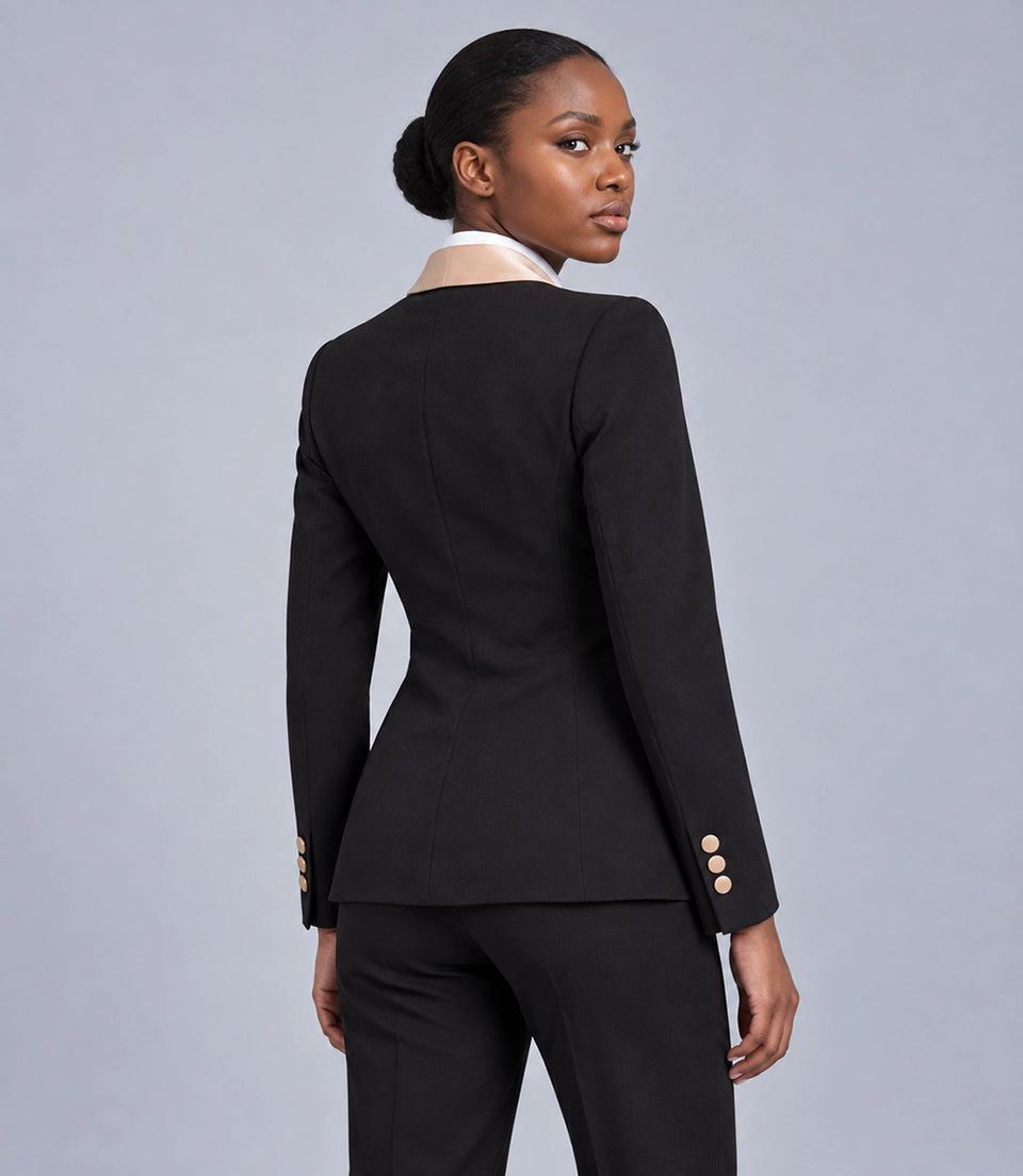 Women's Black Shawl Lapel Tuxedo Back -  Suit Heritage