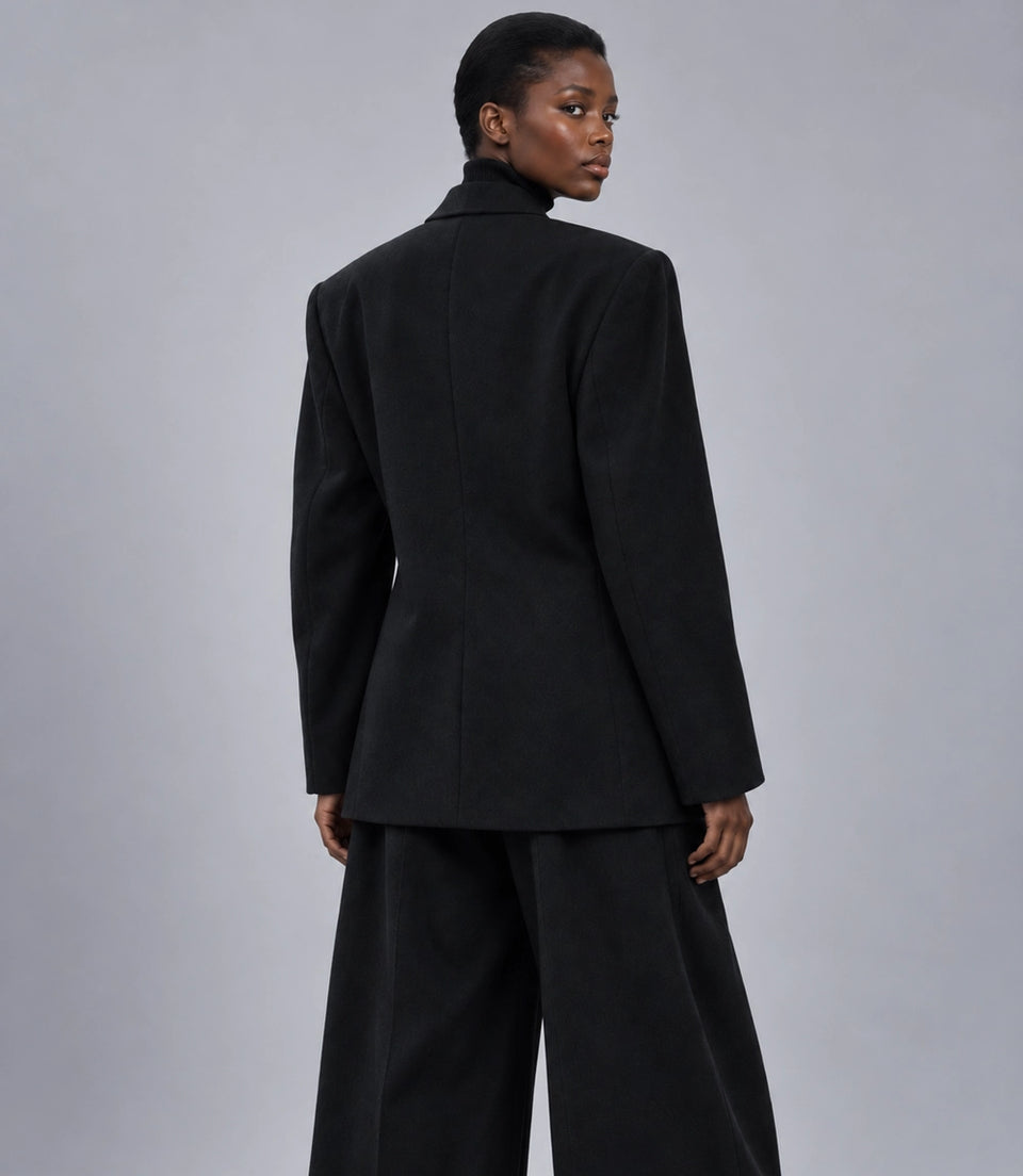 Women's Black Wool Baggy Suit Back  -  Suit Heritage