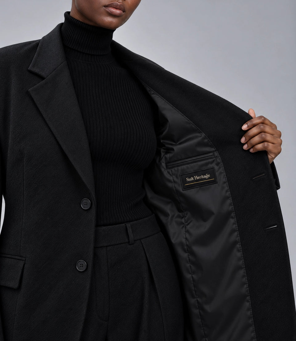 Women's Black Wool Baggy Suit Inner  -  Suit Heritage