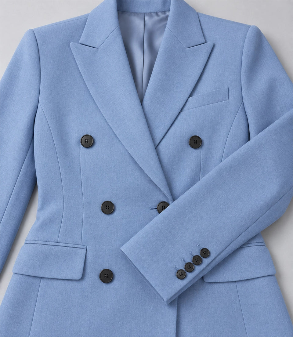 Women's Blue Double Breasted 2 Piece Suit Blazer - Suit Heritage