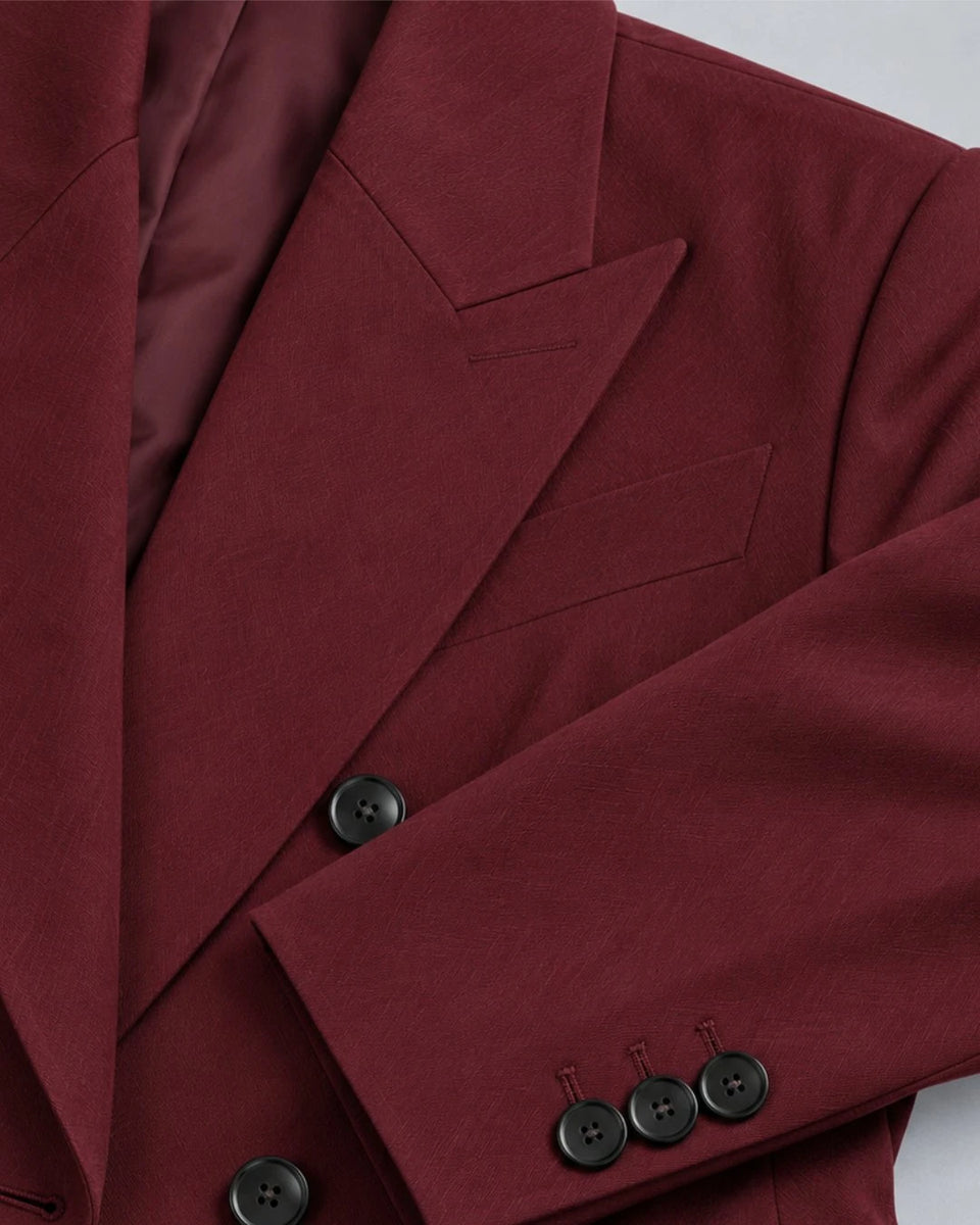 Women's Burgundy Oversized Pantsuit Fabric -  Suit Heritage