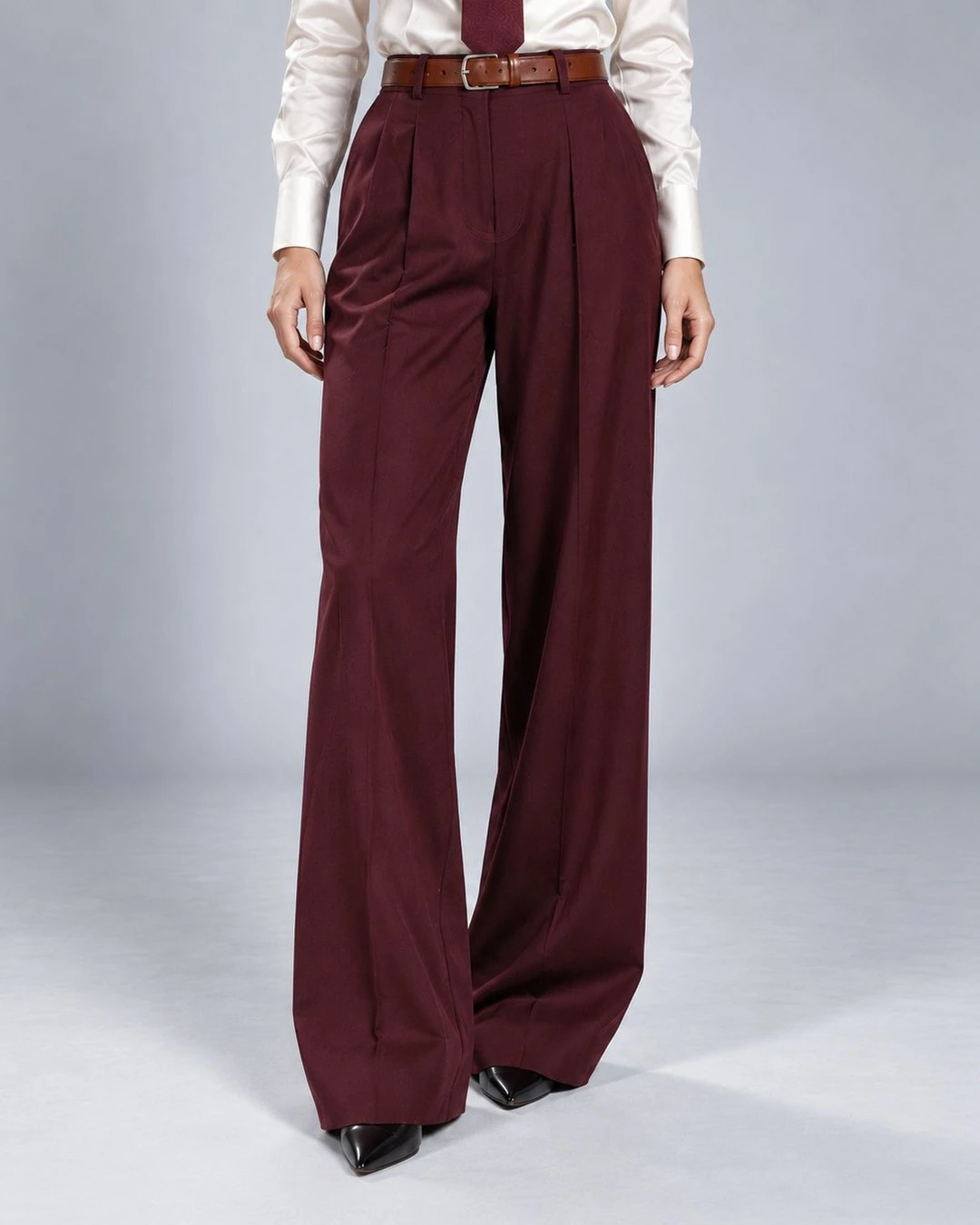 Women's Burgundy Oversized Pantsuit Pant -  Suit Heritage