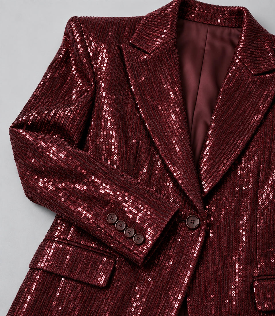 Women's Burgundy Sequin Suit Blazer - Suit Heritage