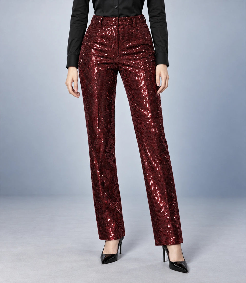 Women's Burgundy Sequin Suit Pant - Suit Heritage