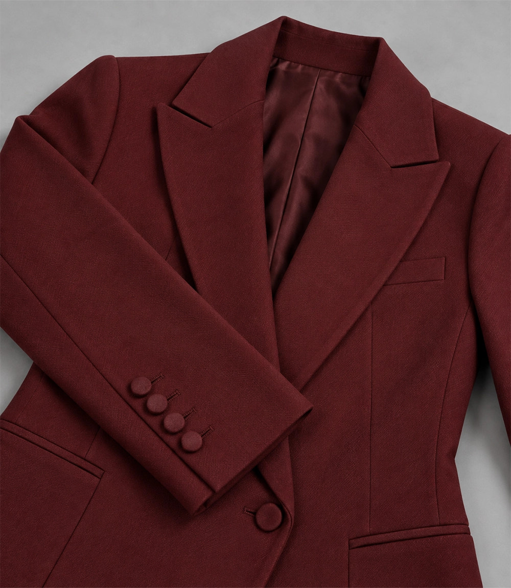 Women's Burgundy Wool Blend 3 Piece Suit Blazer - Suit Heritage