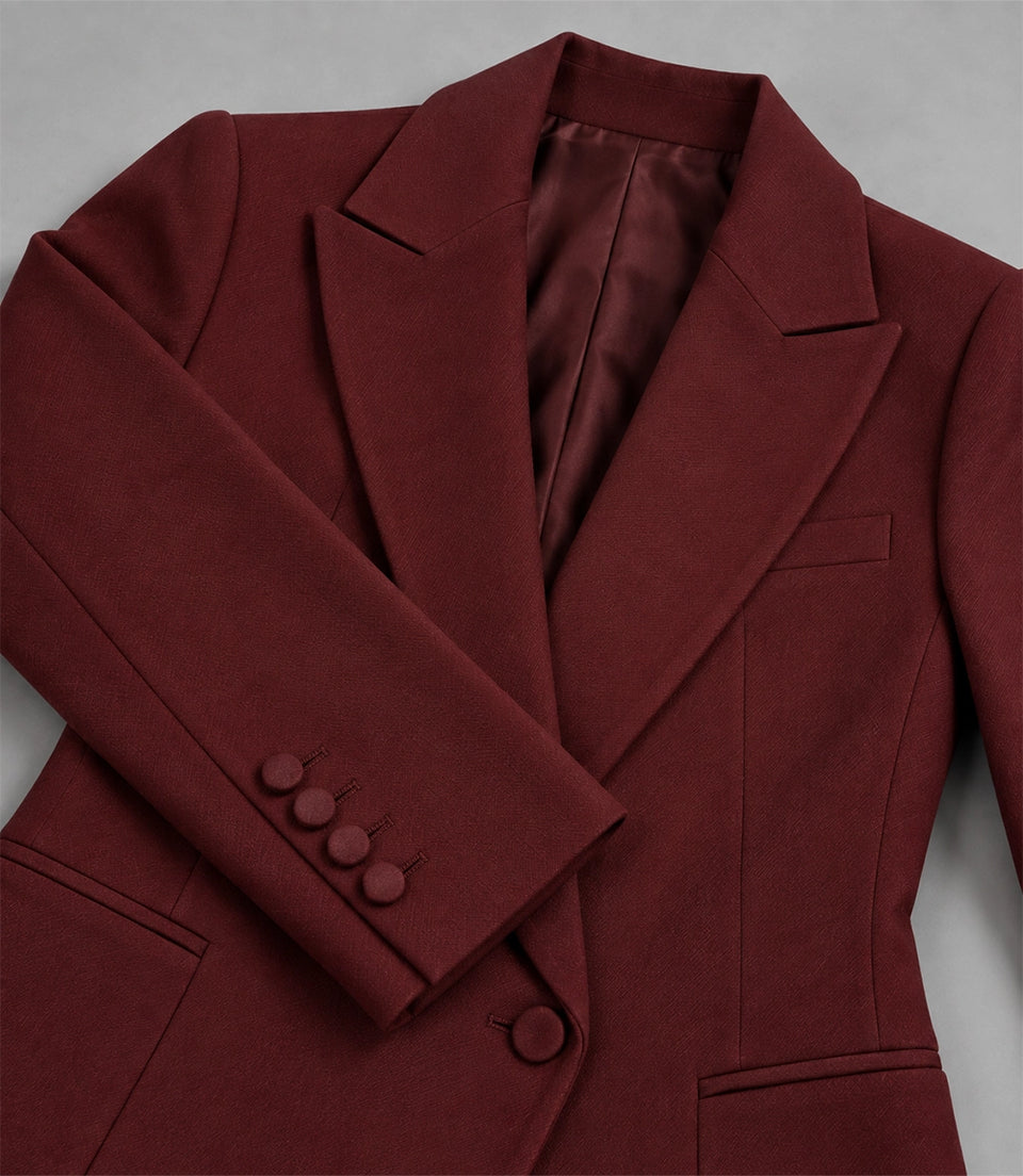Women's Burgundy Wool Blend 3 Piece Suit Blazer - Suit Heritage