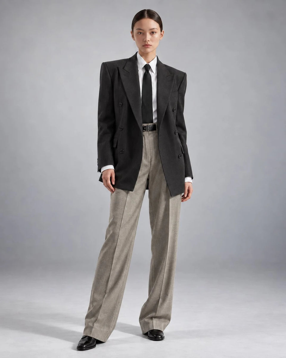 Women's Charcoal Black Oversized Suit -  Suit Heritage