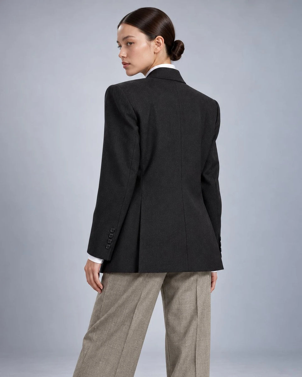 Women's Charcoal Black Oversized Suit Back  -  Suit Heritage