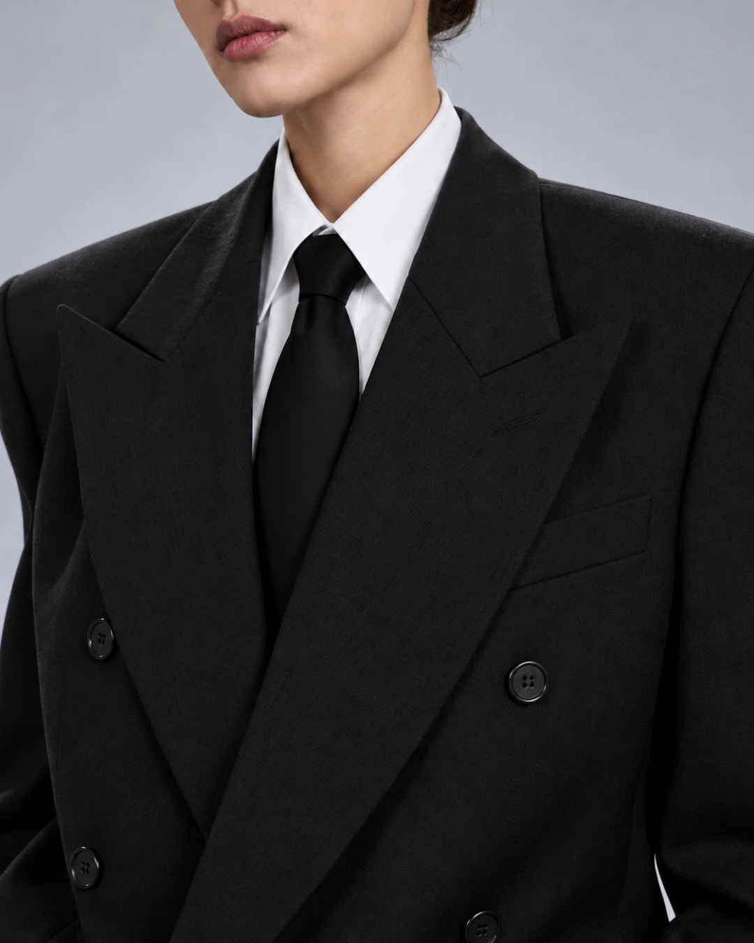Women's Charcoal Black Oversized Suit Closeup  -  Suit Heritage