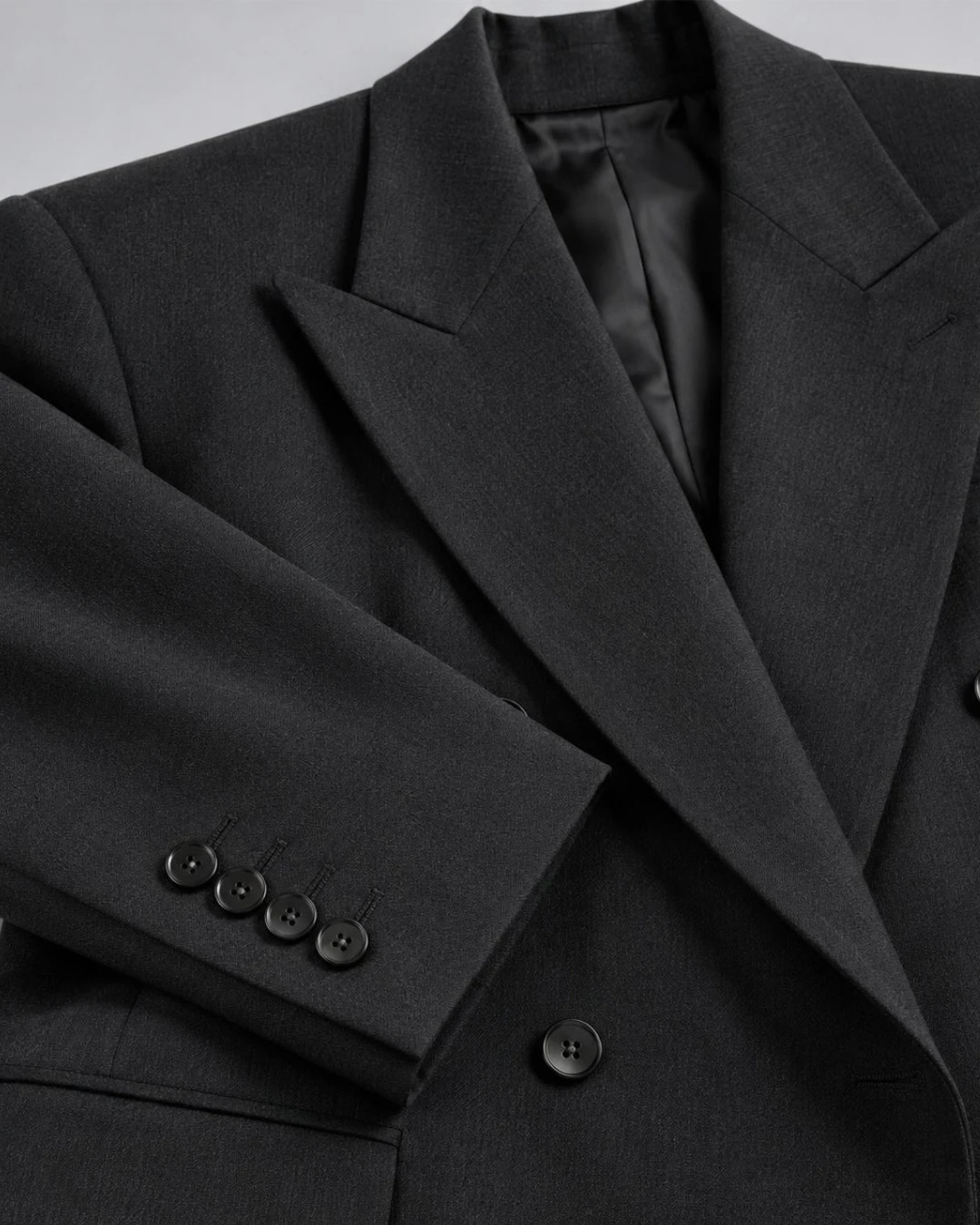 Women's Charcoal Black Oversized Suit Fabric -  Suit Heritage
