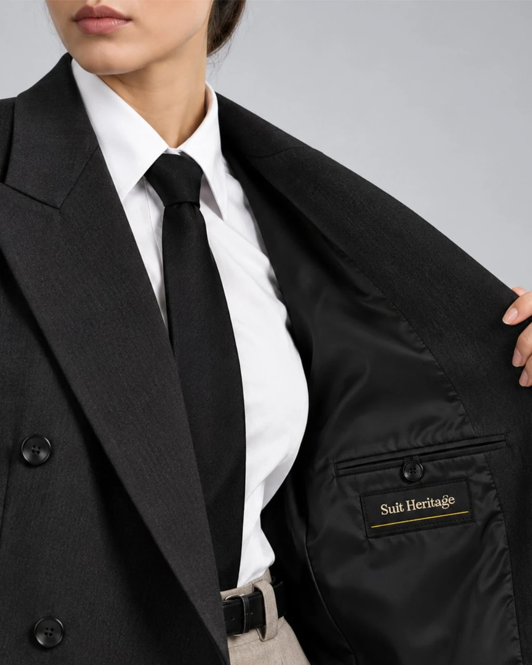 Women's Charcoal Black Oversized Suit Inner -  Suit Heritage