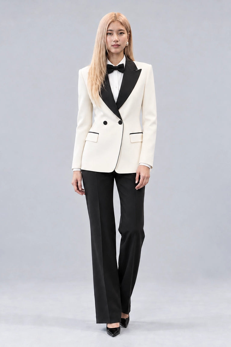 Women's Contrast Wide Lapel Tuxedo  -  Suit Heritage