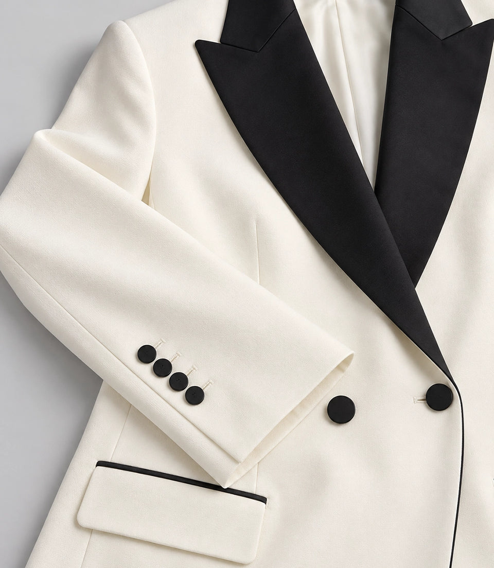 Women's Contrast Wide Lapel Tuxedo Fabric -  Suit Heritage