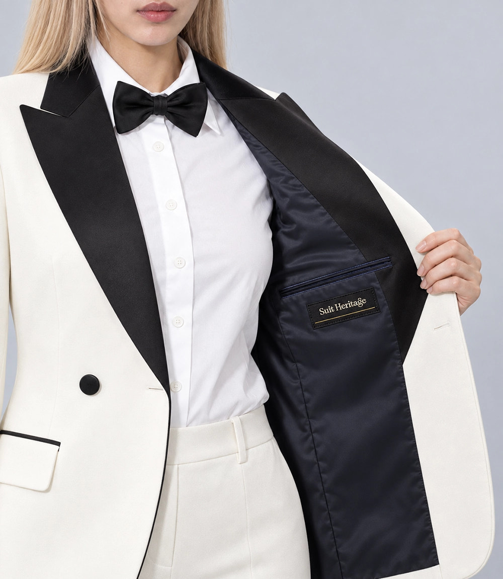 Women's Contrast Wide Lapel Tuxedo  Inner  -  Suit Heritage