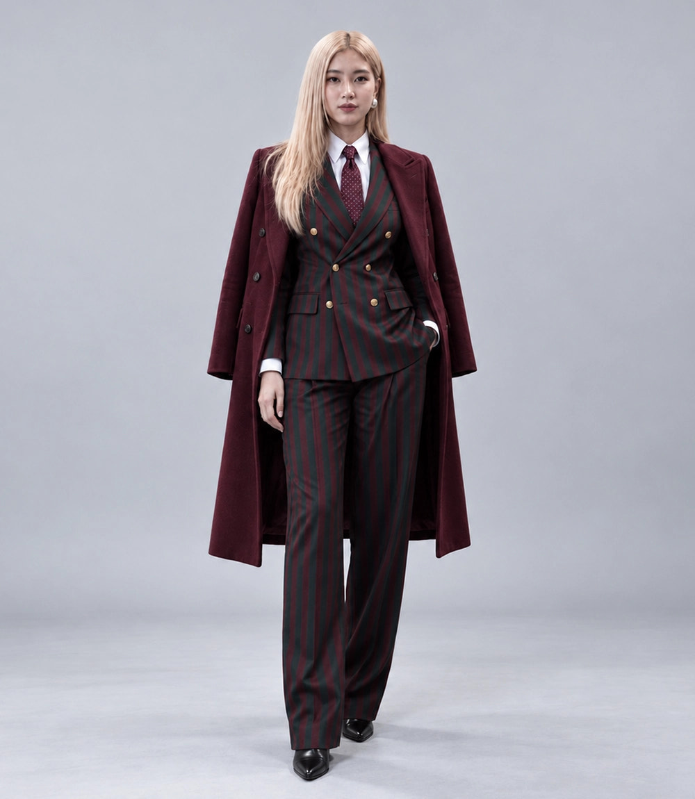 Women's Double Breasted Wool Overcoat - Suit Heritage
