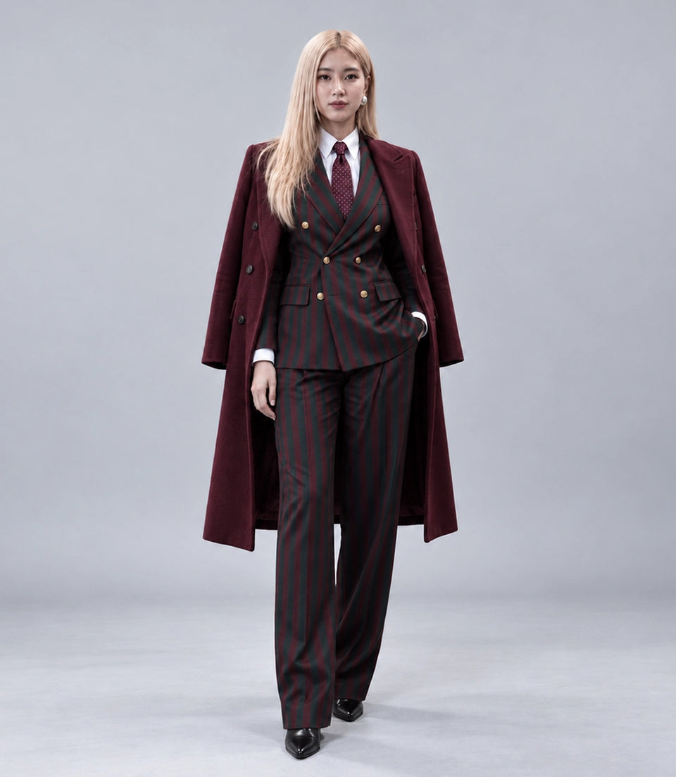 Women's Double Breasted Wool Overcoat - Suit Heritage