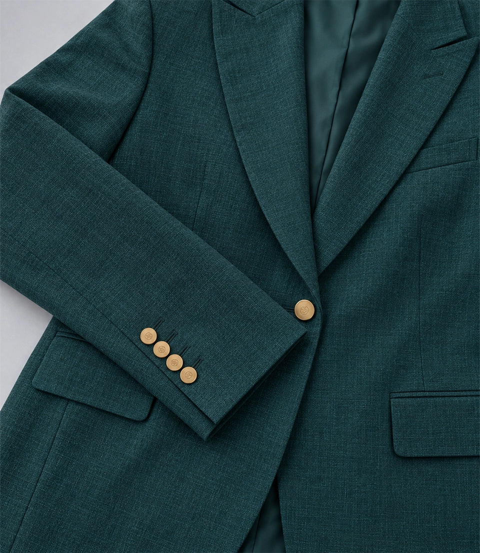 Women's Green Linen 2 Piece Suit Blazer - Suit Heritage